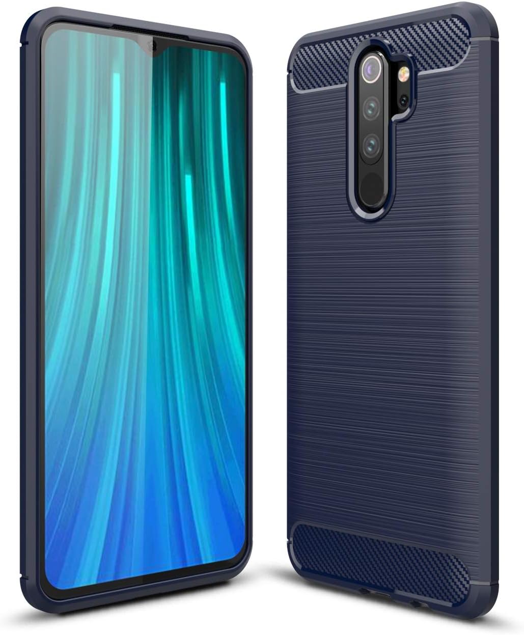 Case Compatible with Xiaomi Redmi Note 8 Pro Case, Carbon Fiber Texture Design & Leather Texture Back Cover Anti-Scratch Shock Absorption Case Made for Xiaomi Redmi Note 8 Pro (Blue)