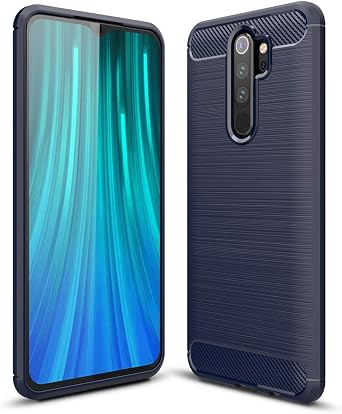 Case Compatible with Xiaomi Redmi Note 8 Pro Case, Carbon Fiber Texture Design & Leather Texture Back Cover Anti-Scratch Shock Absorption Case Made for Xiaomi Redmi Note 8 Pro Blue