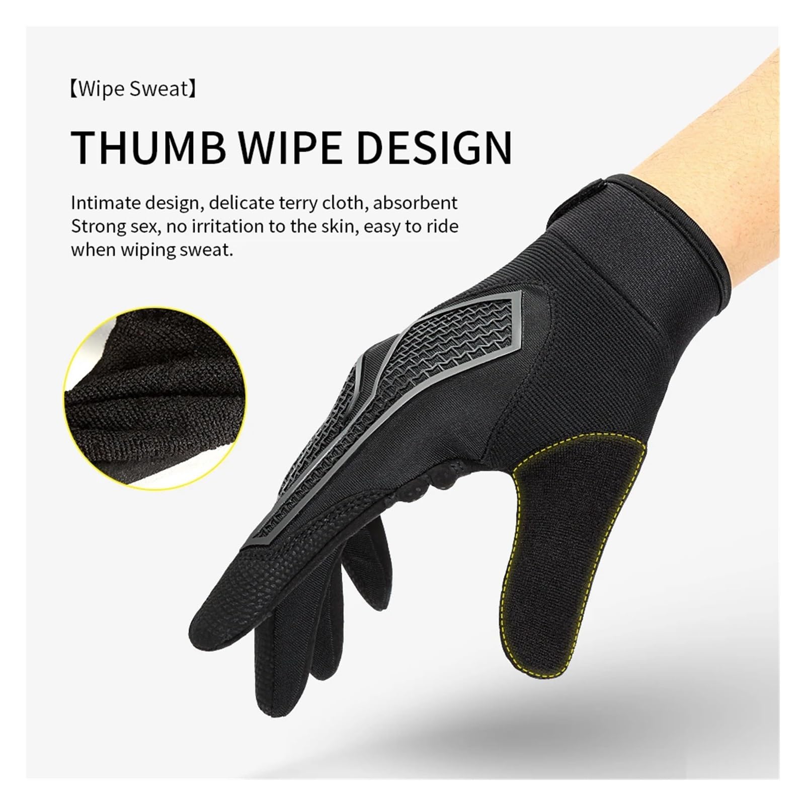Guantes de ciclismo antideslizantes con absorción de golpes y dedos largos para hombre, transpirables, protector solar, pantalla táctil