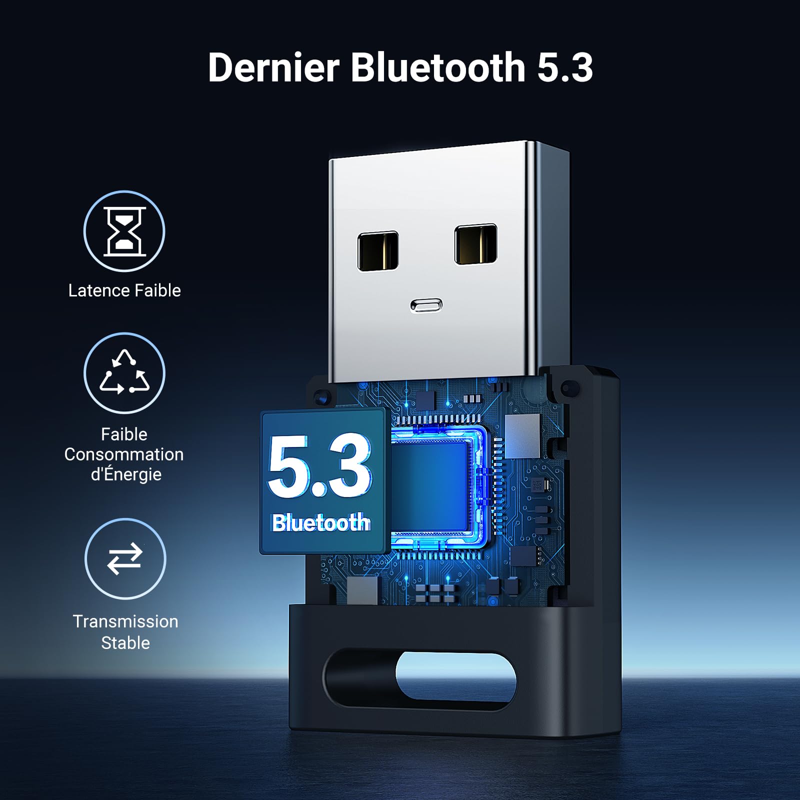 UGREEN Dongle Bluetooth 5.3 USB Clé Faible Latence 20M Portée Windows 11 10 8.1