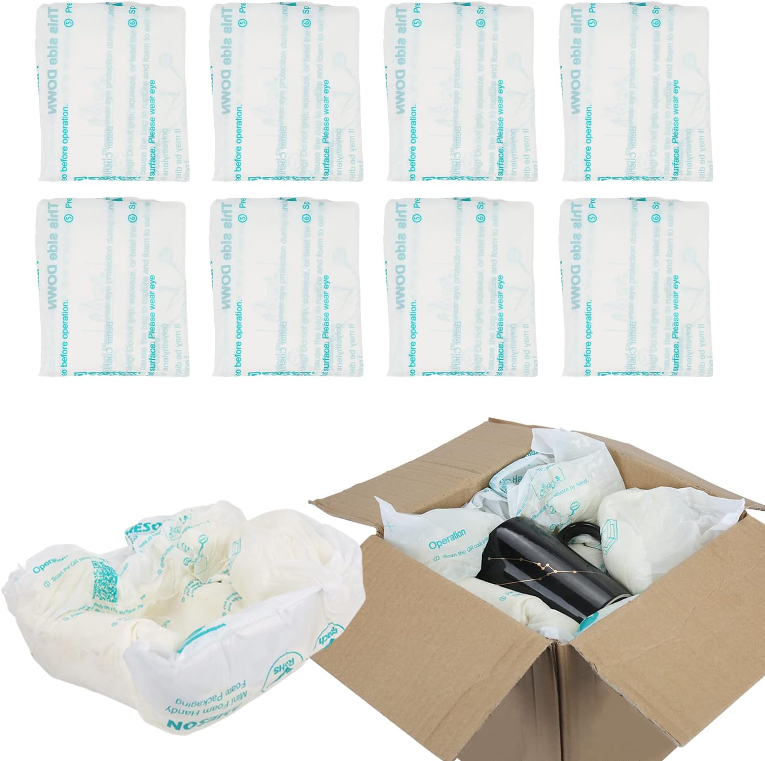Pedfkltu Pinbwd Uncosinb Foam Bag For Shipping, Pack Of 8 Handy Room Temperature Expanding Packaging Bags, Instant Quick - Packing And Shipping Solution (Pack 8)