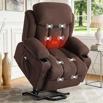 Power Lift Recliner Chair with Massage,Heat,Cup Holders for Elderly