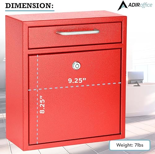 Miniatura 14 de AdirOffice contenedor con traba - Buzón de correo montado en pared., negro, 631-05-BLK