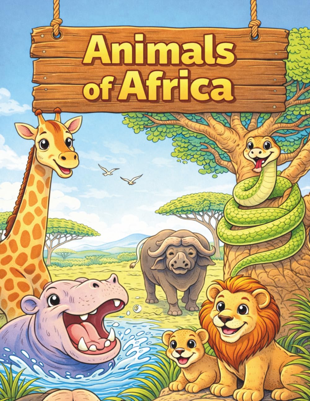 Animals of Africa Coloring Book: Easy and fun coloring book for toddlers - get to know the animals of Africa - ages 4-8 (Happy Coloring Books)