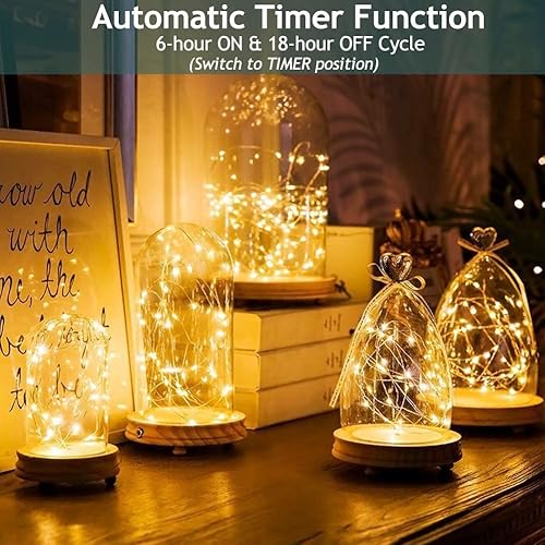 Miniatura 3 de ANGSKALSA Guirnalda de luces con pilas, 20 luces LED de 7 pies con temporizador, luces parpadeantes para interiores para decoración del hogar,