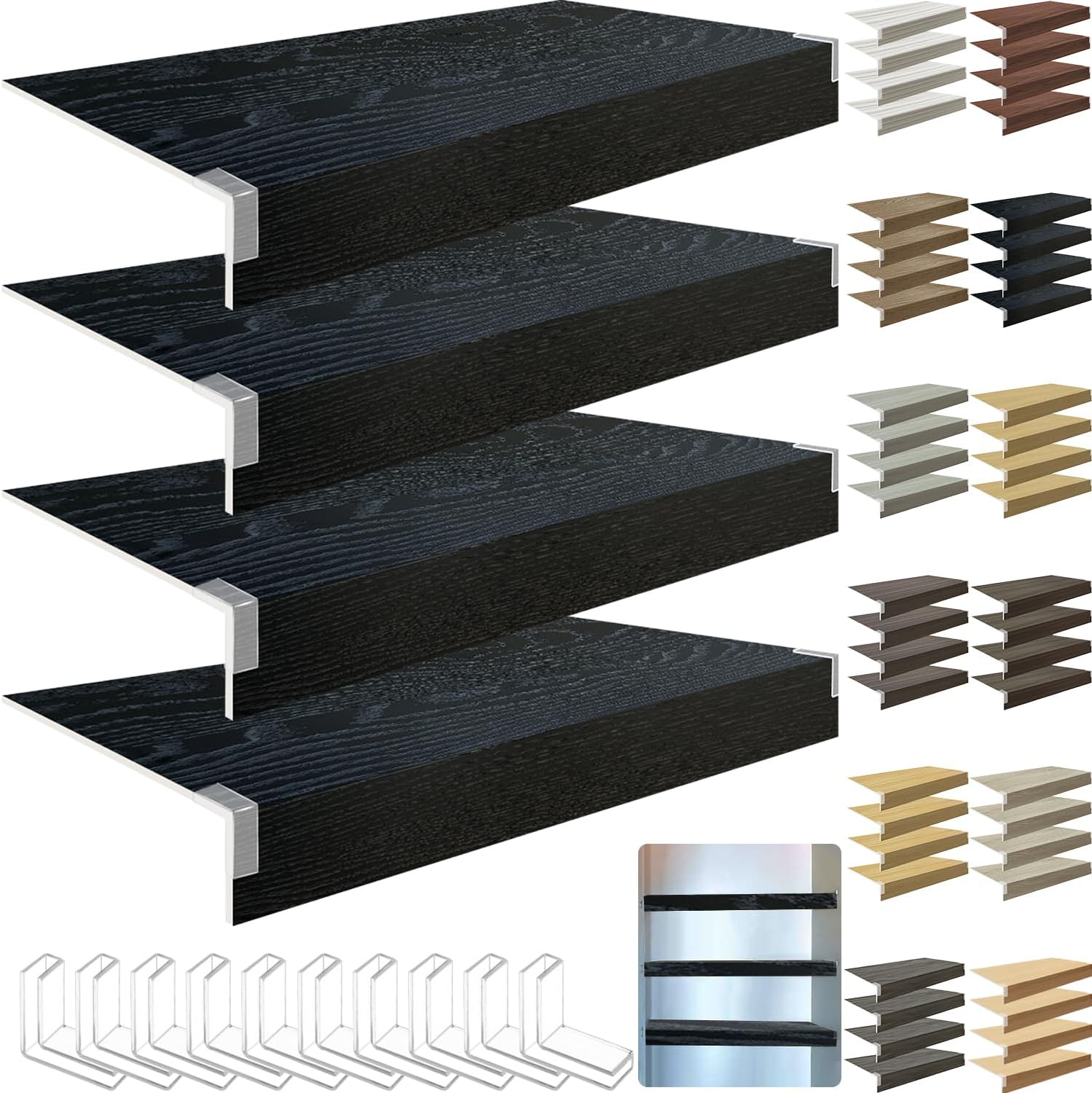 Wire Shelf Cover 4 Pcs, 35x12x3 in PVC Rack Covers for Wire Shelving Pantry and Laundry Shelves, Durable Removable Closet Decoration (Not Wood) Shelf Liners for Ofiice Home Kitchen, Color 24