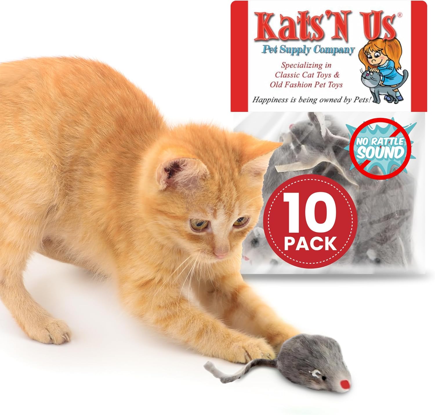 Fur Mouse Cat Toy - 10 Pak