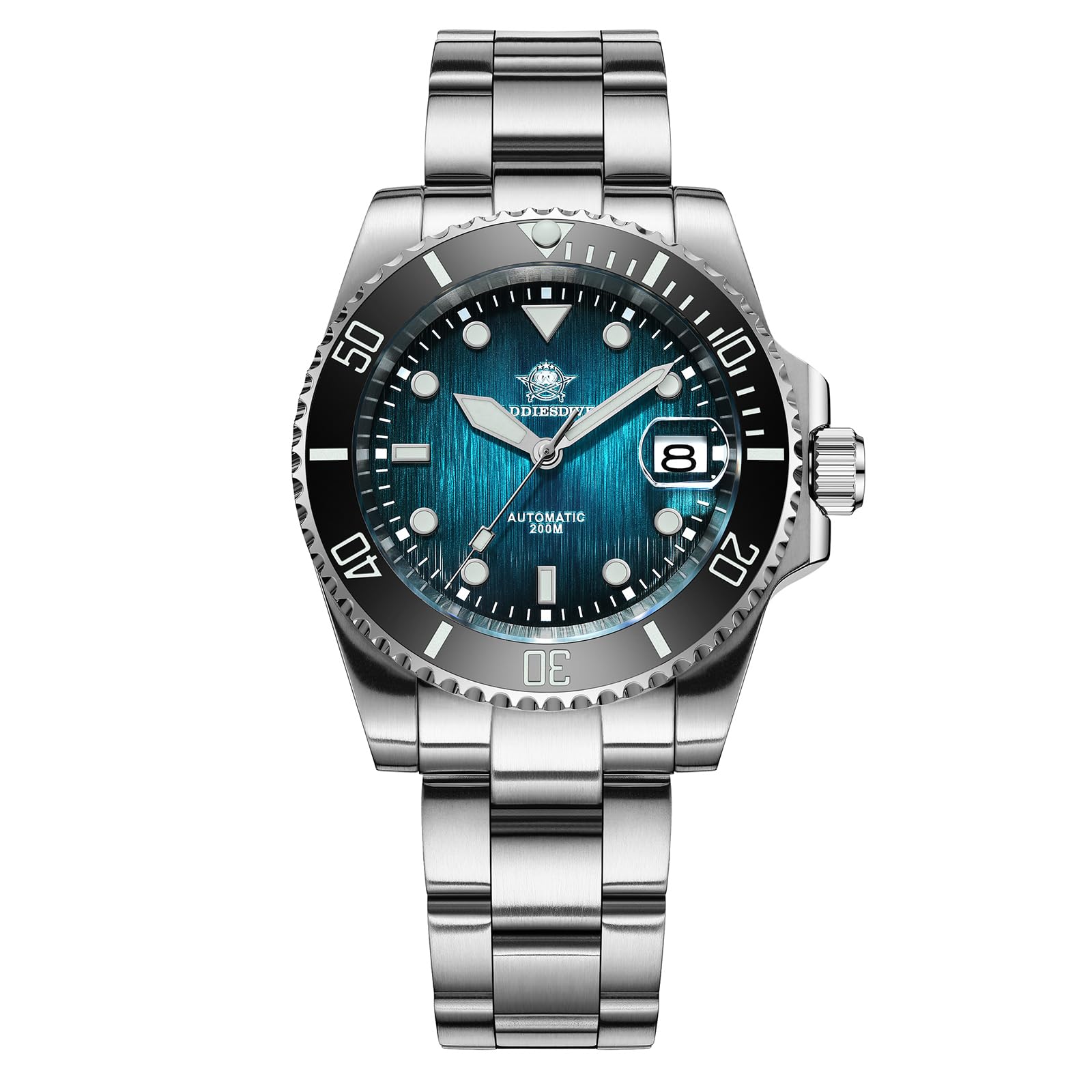 ADDIESDIVE Automatikuhr Herren BGW9 Leuchtend Saphirglas Uhrwerk 8215 mechanisch wasserdicht 200m analoge Herrenuhr Edelstahlarmband AD2536