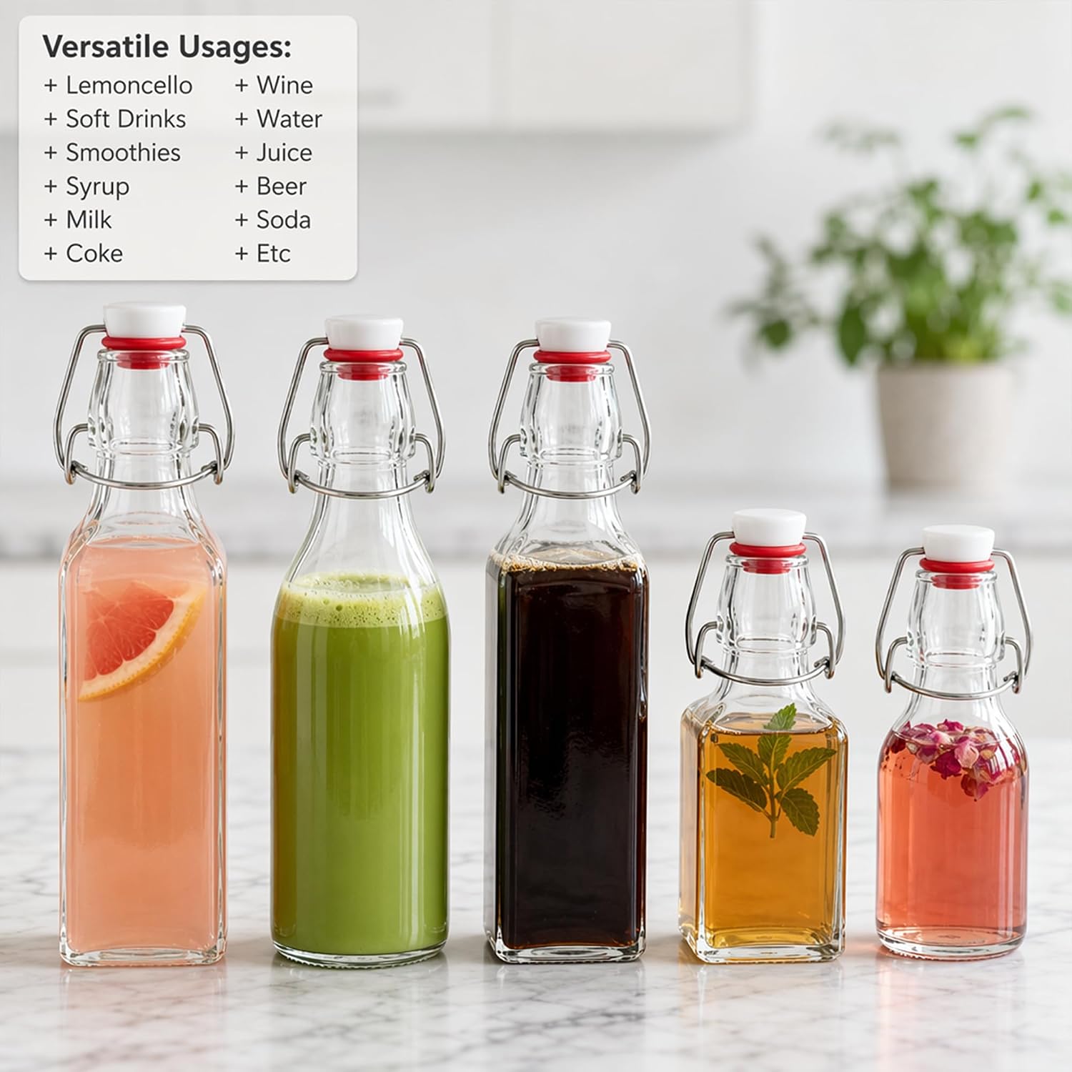 24 Pack 4.5 oz Mini Swing Top Brewing Glass Bottles for Vanilla Extract