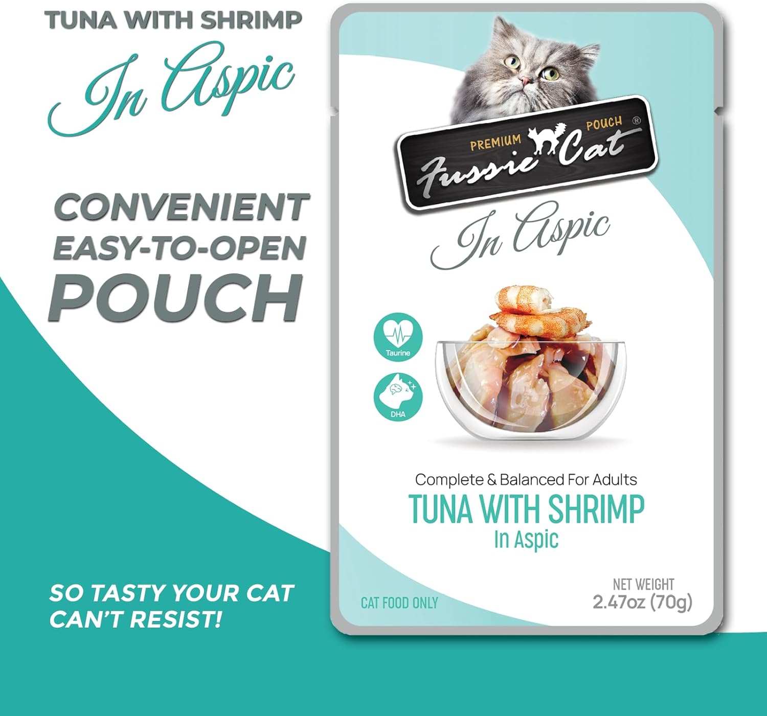 Fussie cat Premium Tuna w/Shrimp in Aspic, 2.47 Ounce (Pack of 12)