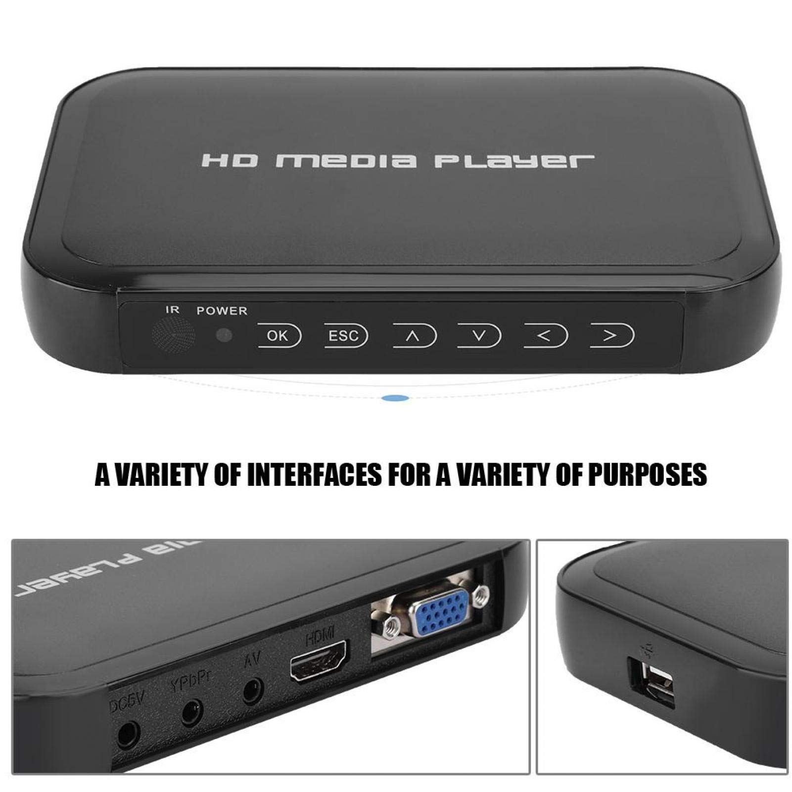 Odtwarzacz multimedialny z pilotem, odtwarzacz multimedialny 1080P Mini HDMI M3 HD Sieciowy odtwarzacz wideo z twardym dyskiem 100-240 V Hdmi odtwarzacz multimedialny, sieciowy odtwarzacz (EU)