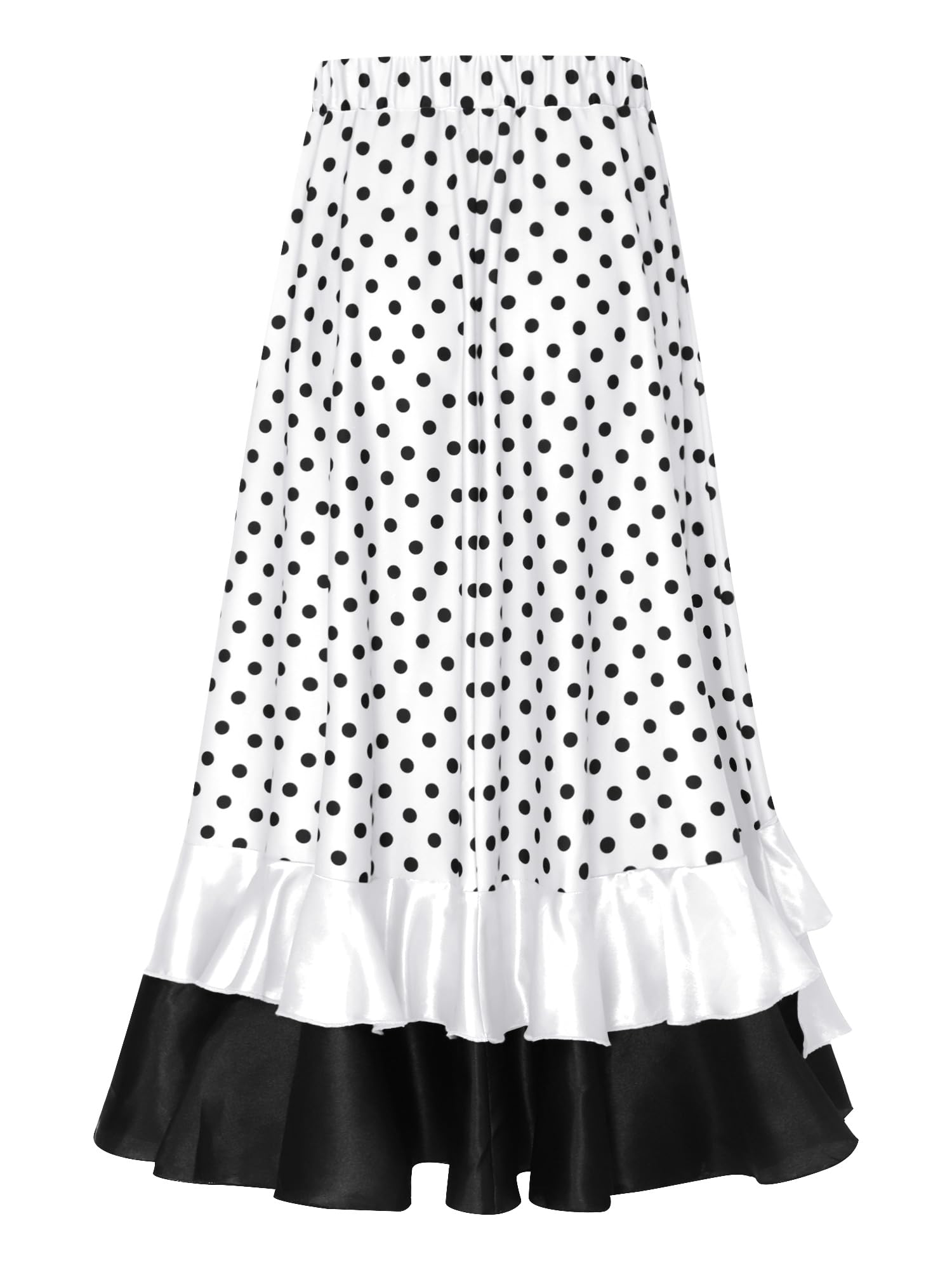 TiaoBug Jupes de Danse Orientale Enfant Fille Jupe Danse Espagnole Flamenco Balançoire Jupe Maxi Danse Tauromachie Jupes de Torero Dancewear 5-16 Ans