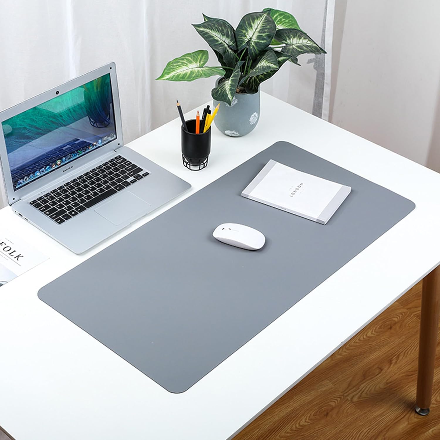 Leather Desk Mats Mouse Mat, Waterproof Desk Pad Desktop Protector Mat Laptop Mat Desk Writing Pad Keyboard Mat Desk Blotter for Home Office Accessories (100 * 50cm,Dark Grey)