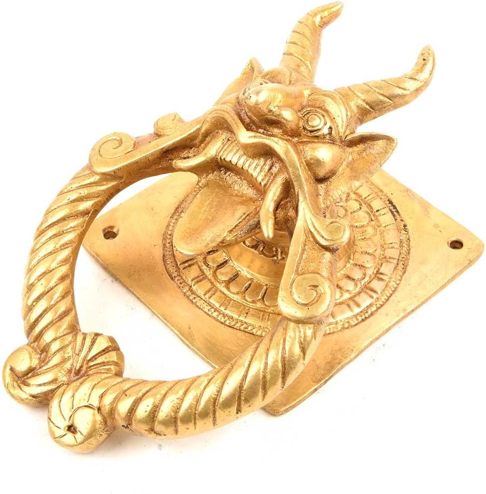 Indian Shelf Brass Demon Devil Door Knockers - Multicolor Home Decoration Item - Vintage Main Door Accessories Items Brass - 8.38 Cm