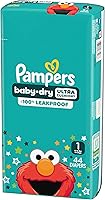 Pampers Baby Dry Size 1 Diapers 44 Count - Leakproof Absorbent Disposable for Infants 8-14 lbs