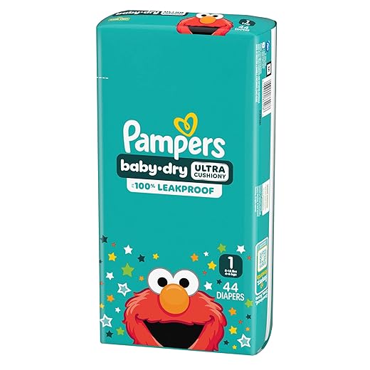 Pampers Diapers - Baby Dry - Size 1, 44 Count, Absorbent Disposable Infant Diaper (Packaging May Vary)