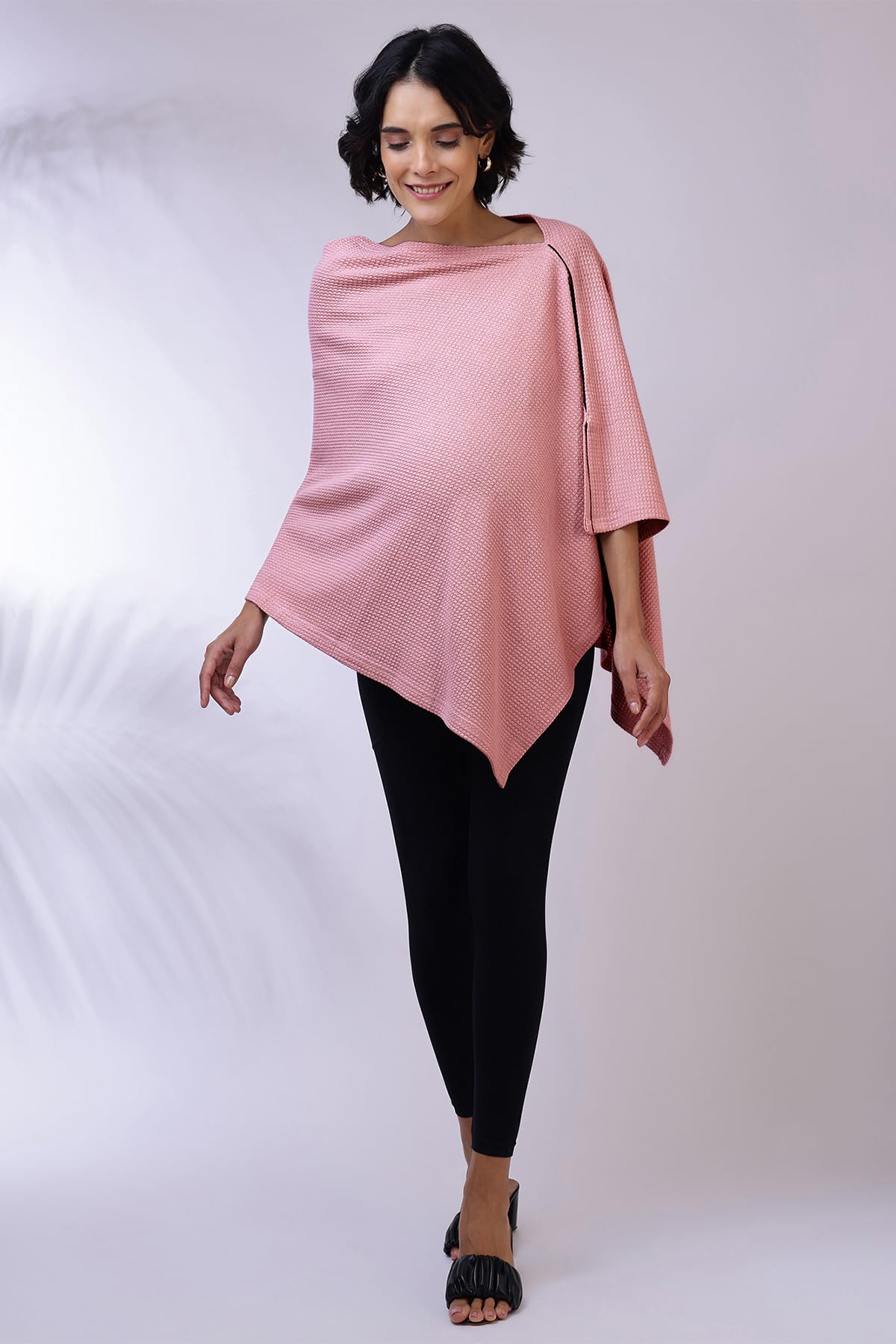 Zelena Cotton Bamboo Blend Premium Nursing Cover for Breastfeeding | Breastfeeding Cover for Mothers | Feeding Shawl for Mother | Feeding Cloth | Breathable Nursing Covers | Poncho For Mom (Light Pink) - Image 8 thumbnail