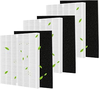 AP-1512HH True HEPA Replacement Filter H13 Compatible with Coway Air Replacement Filter AP-1512HH, AP-1512HH-FP, AP-1518R, AP-1519P, Item NO #3304899 (3 HEPA + 3 Carbon Filters)