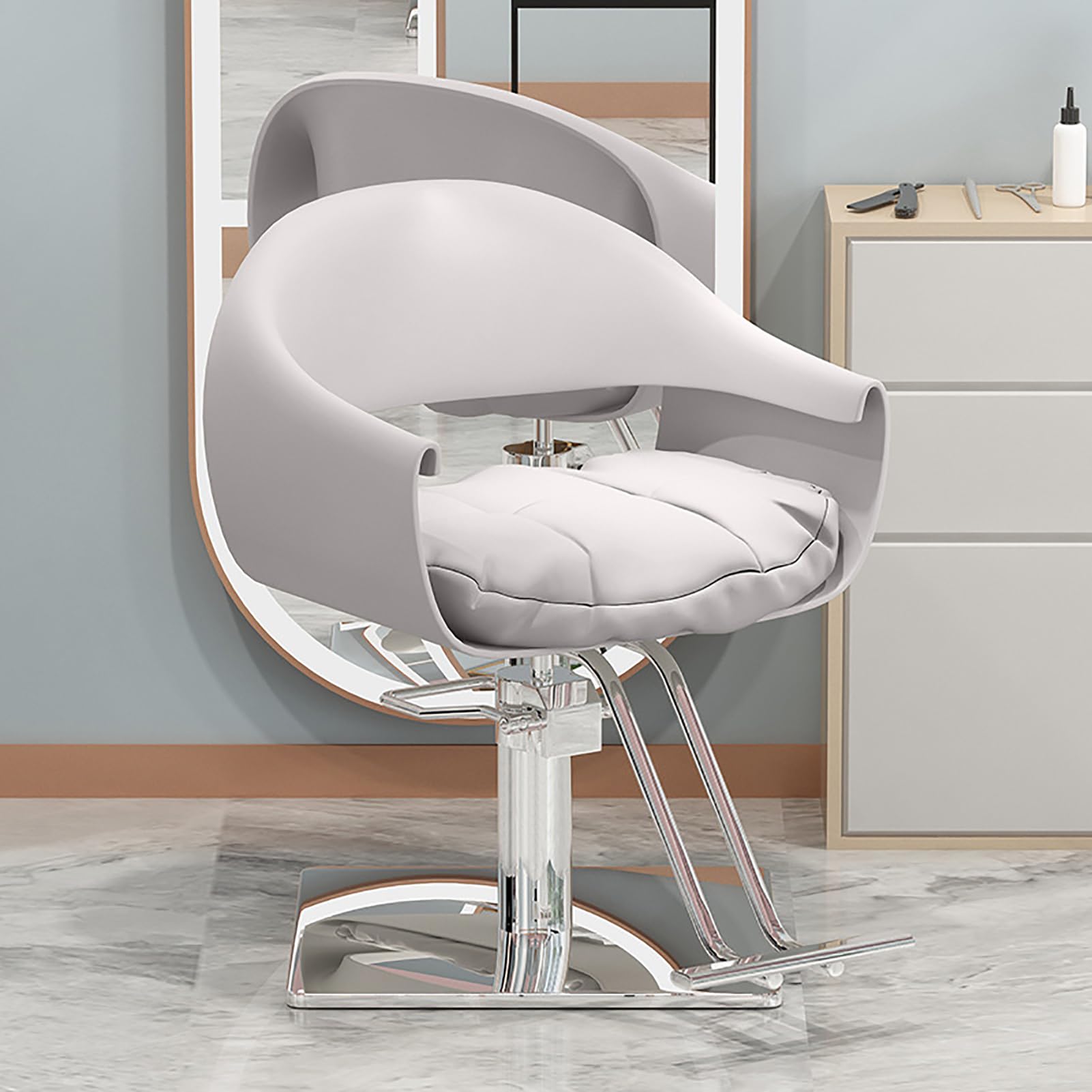 OZBMA Hydraulic Swivel Salon Chair with Adjustable Backrest and Footrest for Professional Hairdressing Barber Services (B square)