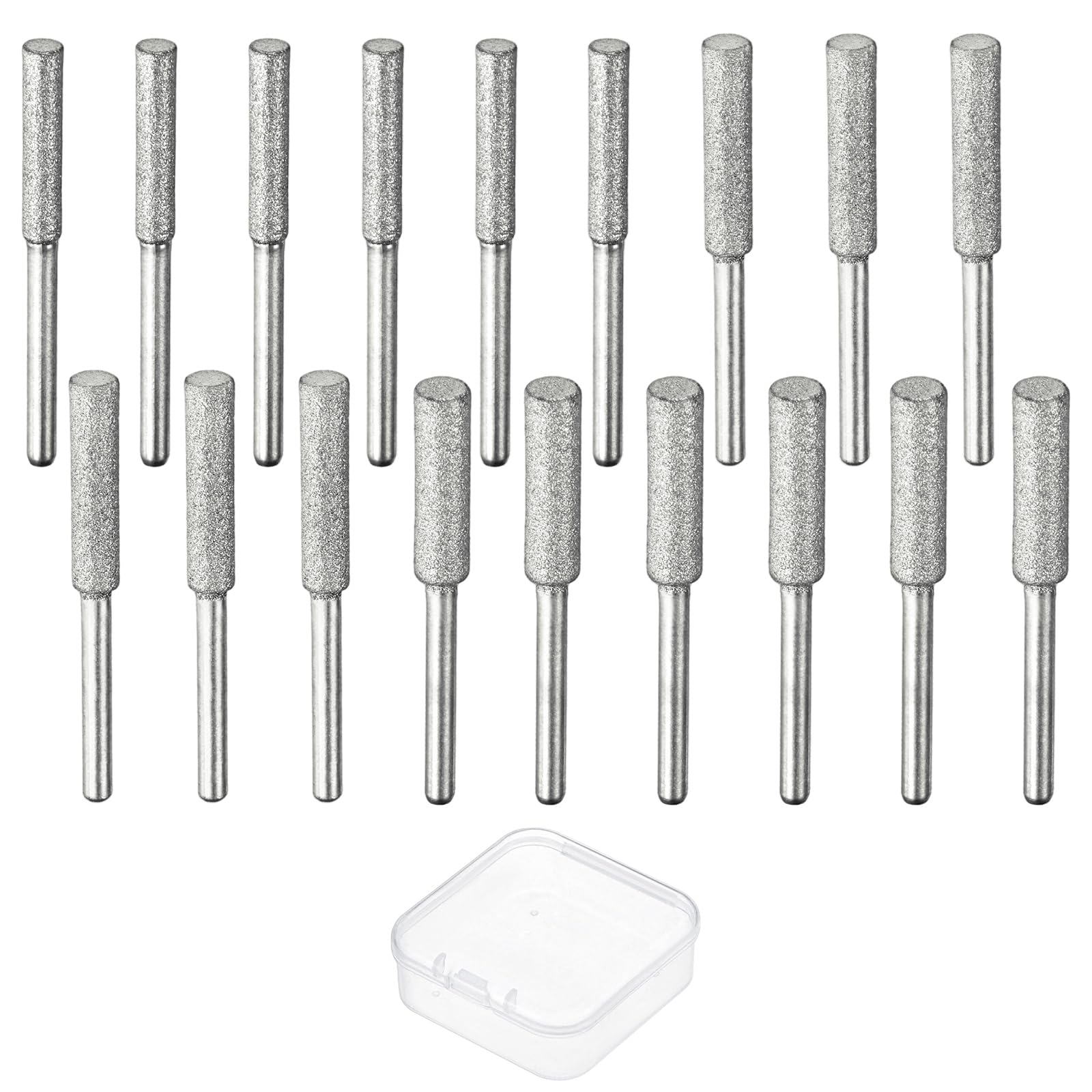 TIXIPEM Diamond Chainsaw Sharpener with Plastic Box [18pcs]-Grinding Stone File Chainsaw Sharpening for Electric Chain Saw Sharpener-[Silver- 5/32 Inch,3/16 Inch,7/32 Inch]