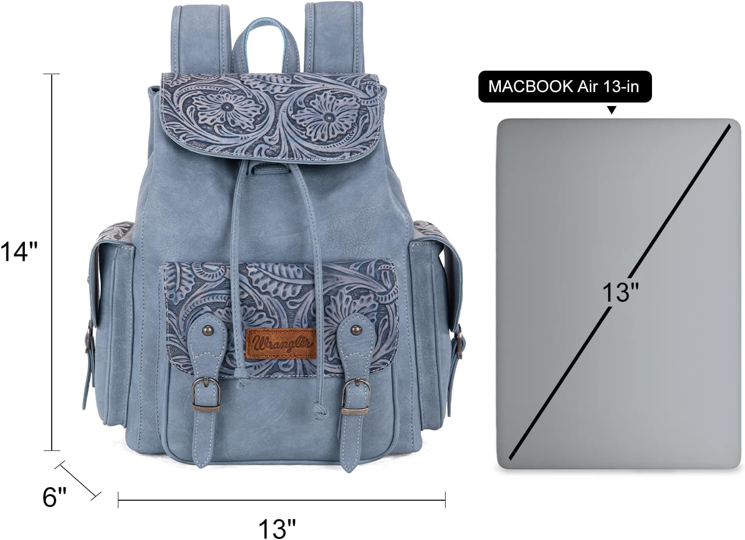 Montana West Wrangler Backpack Purse for Women Men Western Backpack Floral Tooled Travel Bags - Image 6