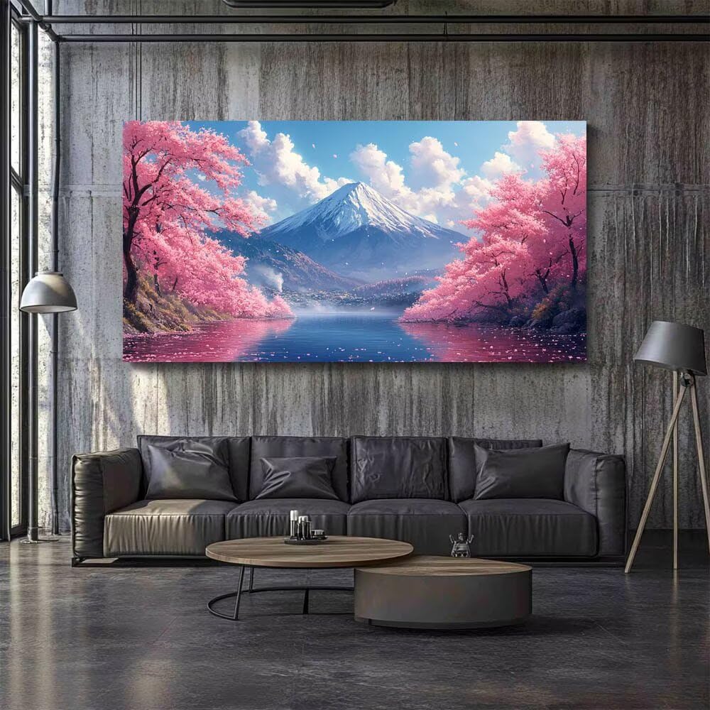 5D Góra Fuji Zestaw do malowania diamentami dla dorosłych Kwiaty wiśni Diament Malarstwo dla dorosłych, Kryształ Ścieg krzyżykowy Haft Diament Malarstwo 60 x 120CM Kreatywne zestawy dla dorosłych