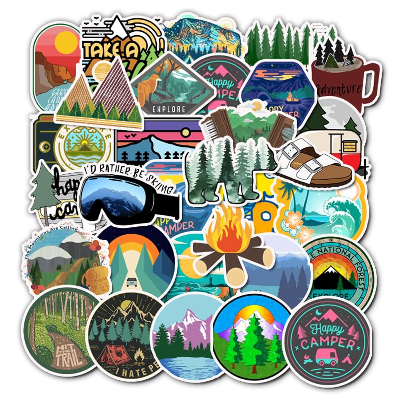 100PCS Stickers for Teen, Hiking Camping Nature Vinyl Stickers for Water Bottles, Laptops, Backpacks, Waterproof Stickers for Outdoor Enthusiasts