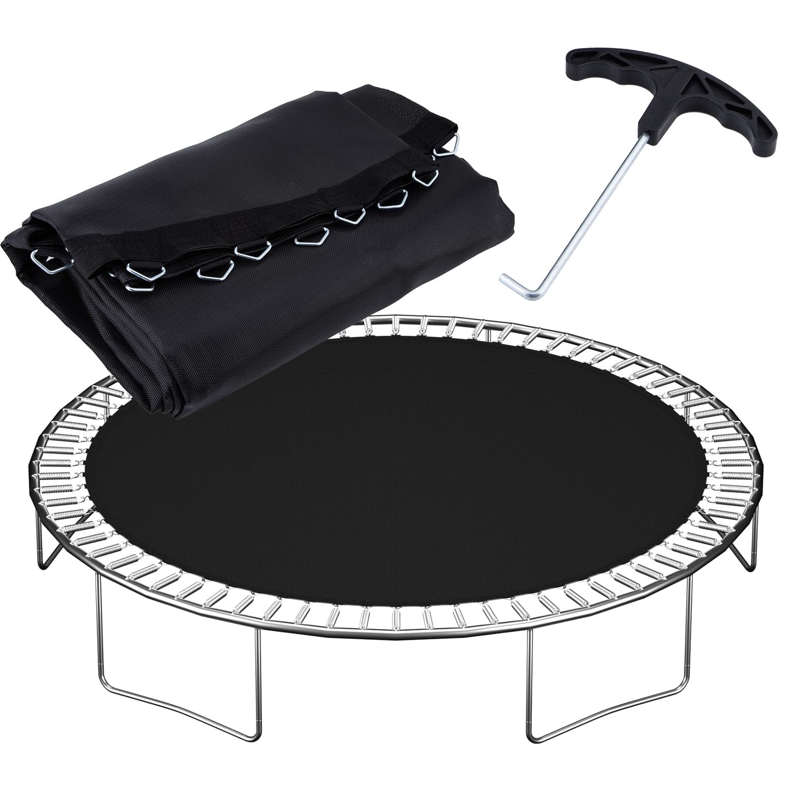 NONMON Trampoline Replacement Mat Fits 15 ft Round Trampoline Frame with 96 V-Hooks Fits 6.5-7 inch Trampoline Mat, UV-Resistant, with Spring Hook(Not Include Spring)