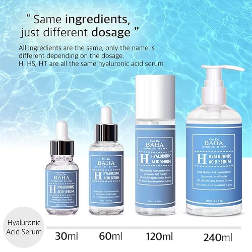 Miniatura 10 de Cos De BAHA Suero hialurónico de 2 onzas líquidas, hialuronato de sodio puro, 10,000 ppm, suero facial hidratante para piel seca y deshidratada,