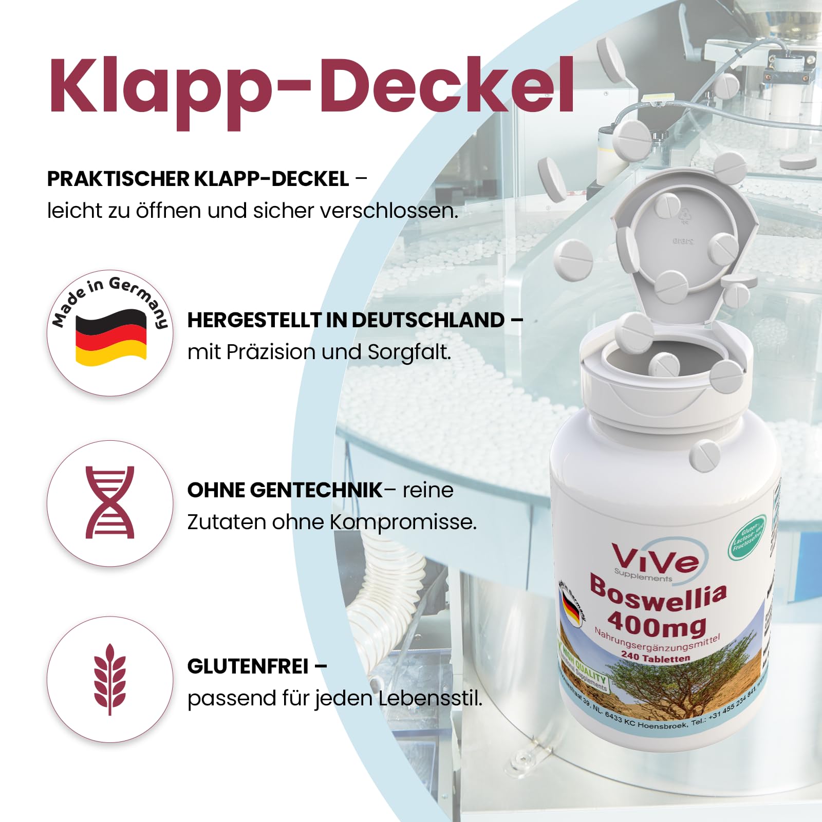 Weihrauch 400mg Tabletten - 240 Tabletten - Boswellia serrata - Hochdosiert - Vegan | Qualität aus Deutschland von ViVe Supplements
