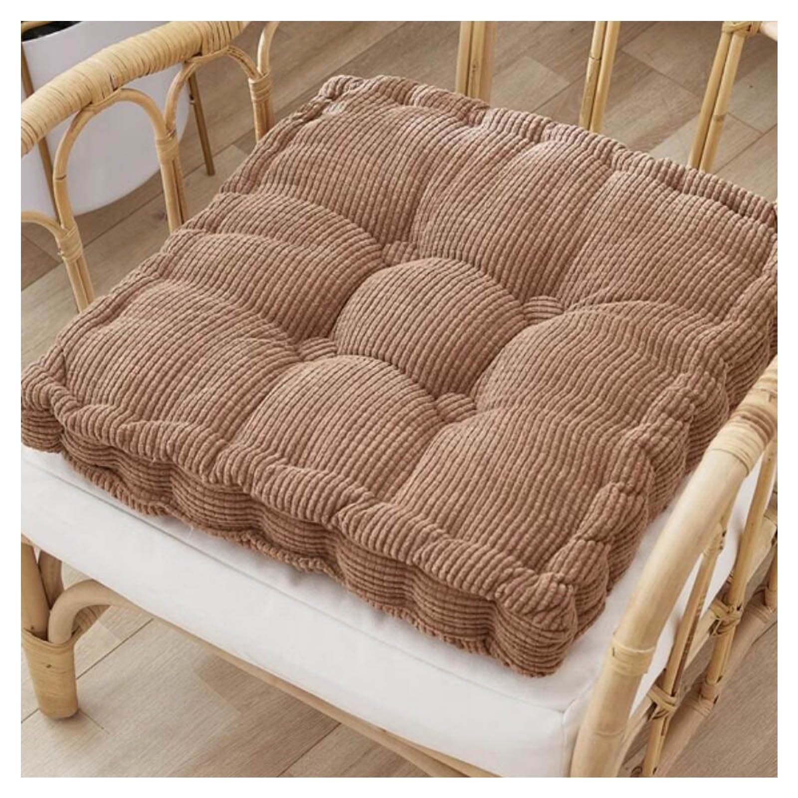 SVFOEBJM Thicken Seat Cushions For Kitchen Chairs Diameter 40/45/50cm Dining Room Chair Cushions Comfy Cushion Square Office Stool Cushion(Brown,45cm)