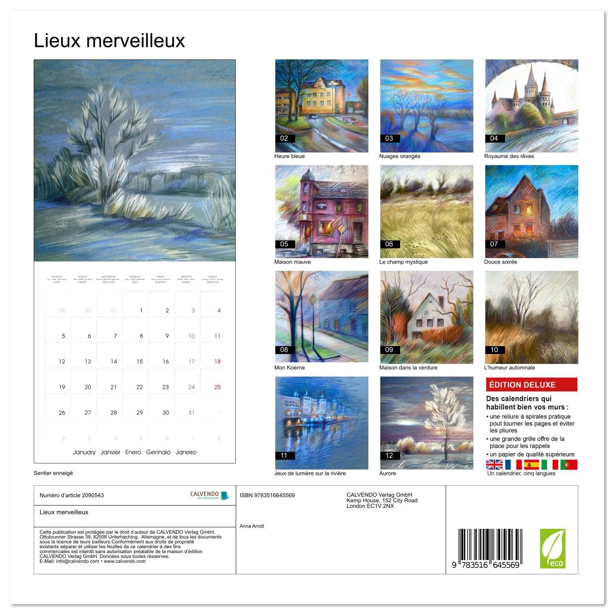 Lieux merveilleux (Calendrier mural carré 2026 30x30 cm) Calendrier double avec une page pour vos prises de notes: Paysages et villes revisités