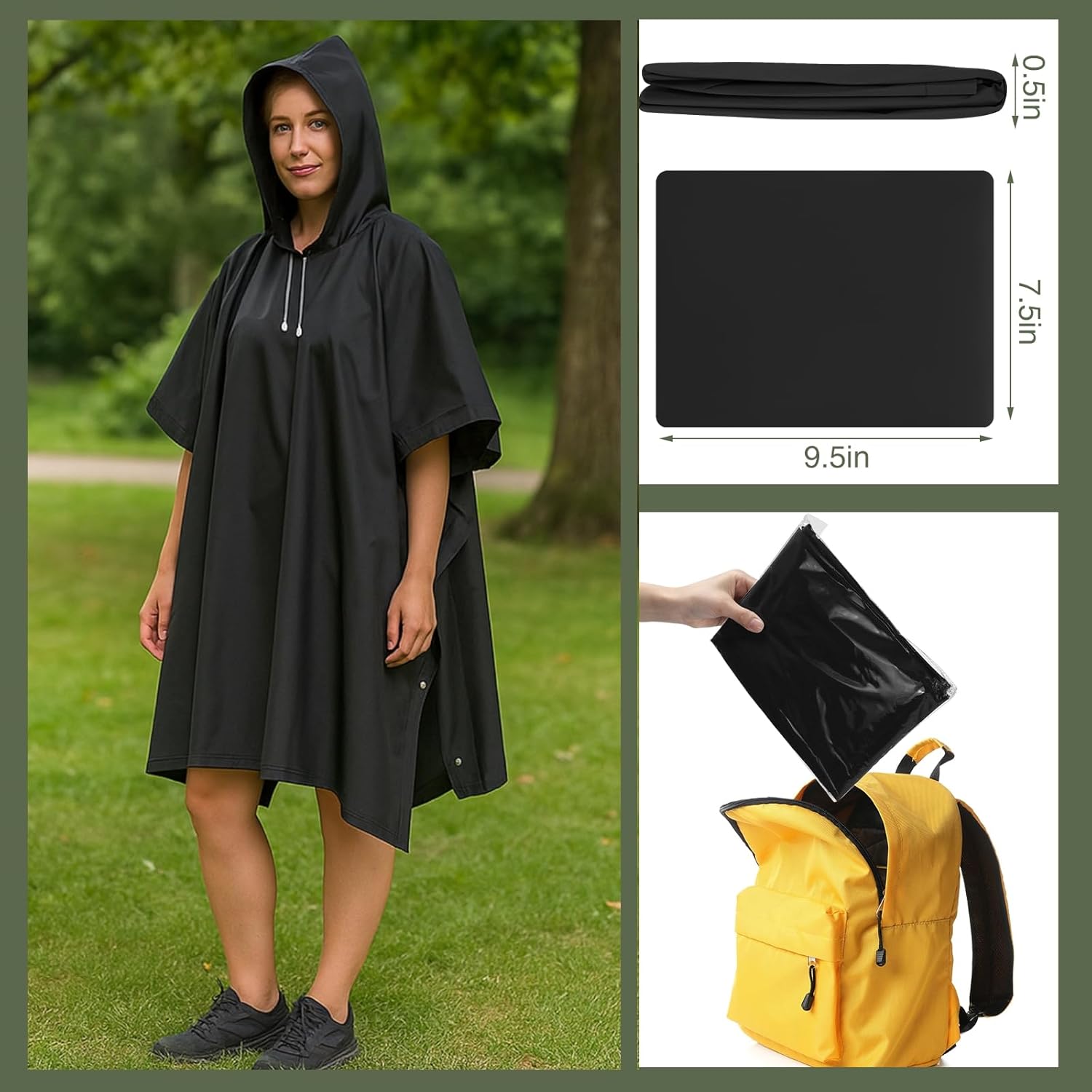 Zhehao 40 Pcs Reusable Rain Ponchos for Adult with Drawstring Hood Raincoats Waterproof Plastic Jacket Raincoat for Men Women - Image 2