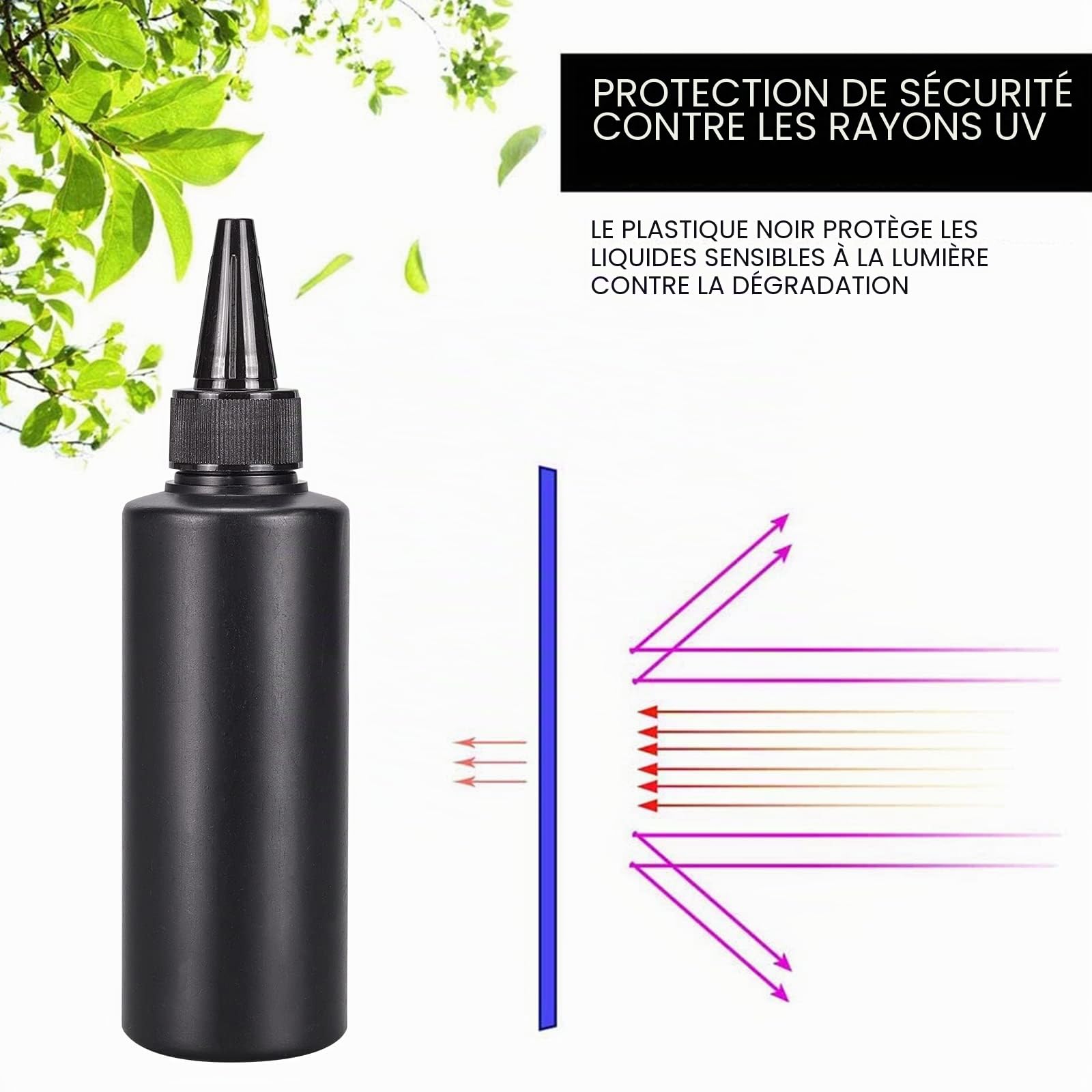BENECREAT 16pcs 150 ML/5.07oz Noir Bouteilles Compressibles en Plastique avec Entonnoirs 2 pièces et Pipettes de Transfert 10 pièces pour Colle de Peinture