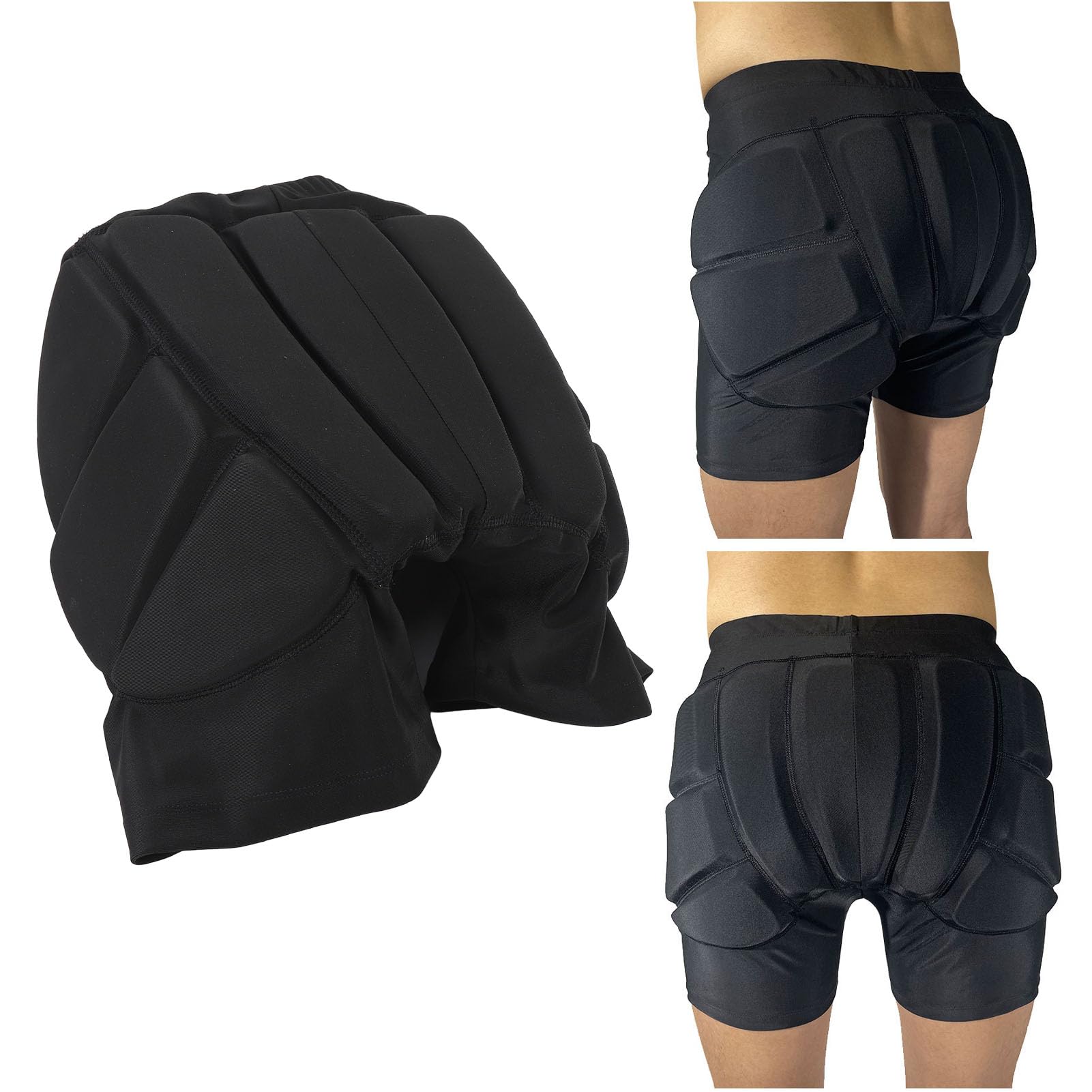 3D Tailored Fit Butt Protective Padded Shorts, Shock Absorbing Soft Elastic Hip Shorts for Snowboarding, Skating, Ice Skating and Outdoor Activities (XL)