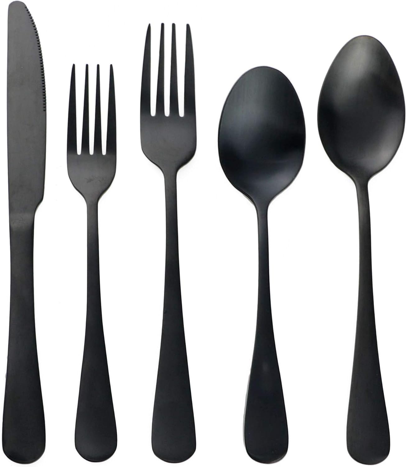 20-Piece Stainless Steel Flatware Set, Matte Finish Black, Service for 4