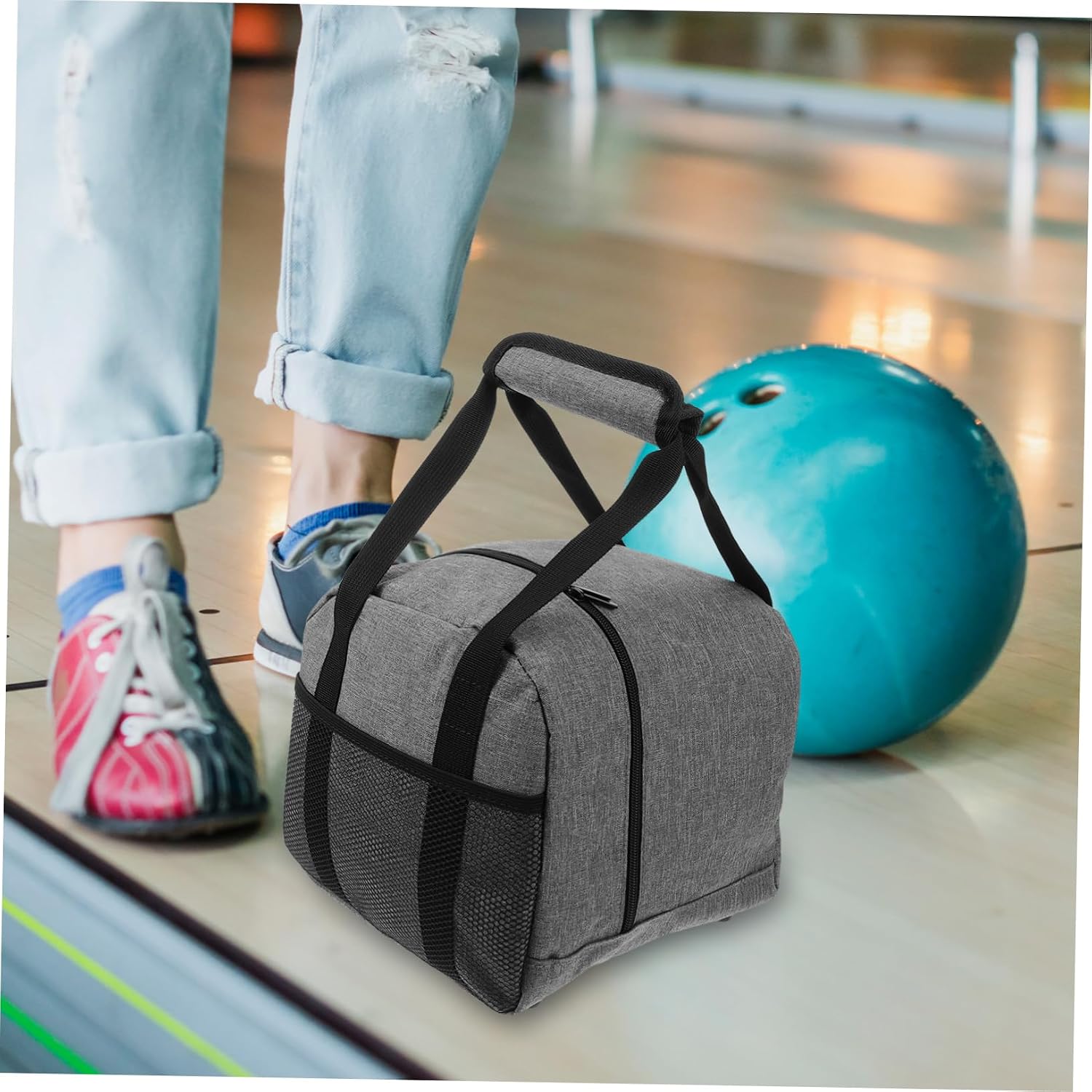 Mikikit Large Capacity Bowling Storage Soft Padded Ball Holder Durable Bowling Ball Pouch Easy to Carry
