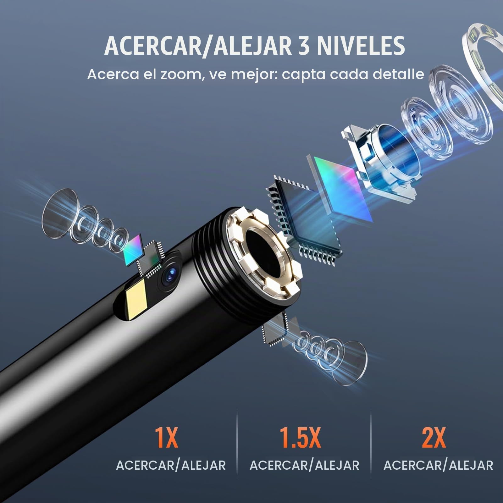 VEVOR Cámara Endoscópica con Luz de Triple Lente con Cable Semirrígido de 15 m, 1080P, con Pantalla, 8 + 2 Luces LED, Impermeable IP67 para Automóviles, Plomería(Tarjeta de 32 GB), 159 x 88 x 28 mm