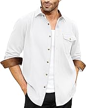 Lion Nardo Flannel Shirt for Men Long Sleeve Mens Dress Shirts Cotton Casual Button Down Shirt Big Work Shacket Jackets