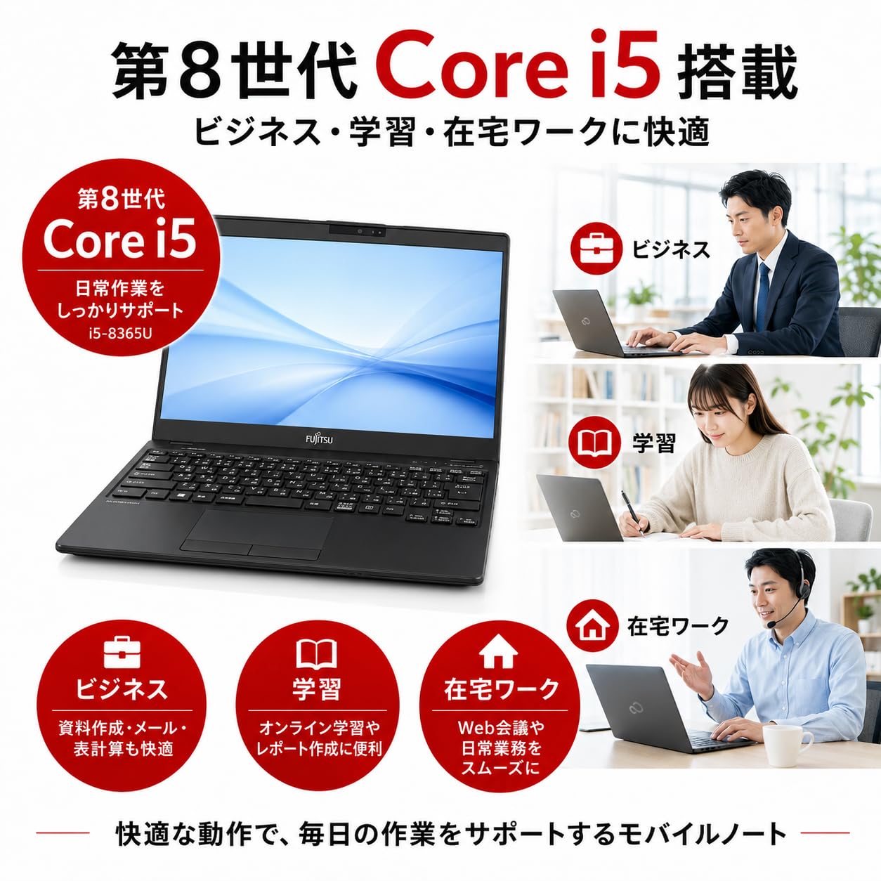 Amazon.co.jp: 富士通ノートパソコンU939 i5-8365U第8世代8GBメモリ