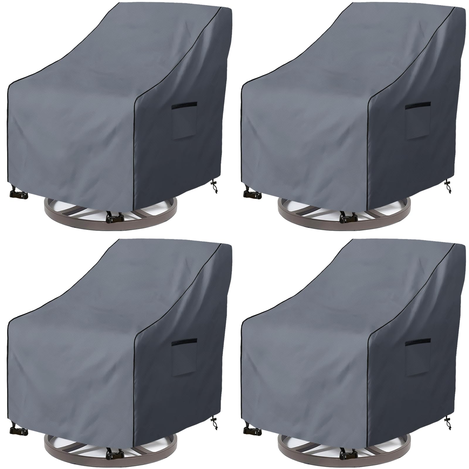 Outdoor Swivel Chair Cover 4 Pack,600D Heavy Duty 100% Waterproof Outdoor Chair Covers,Patio Furniture Covers for Swivel Patio Chairs,37.5" W x 39.25" D x 36" H,Grey