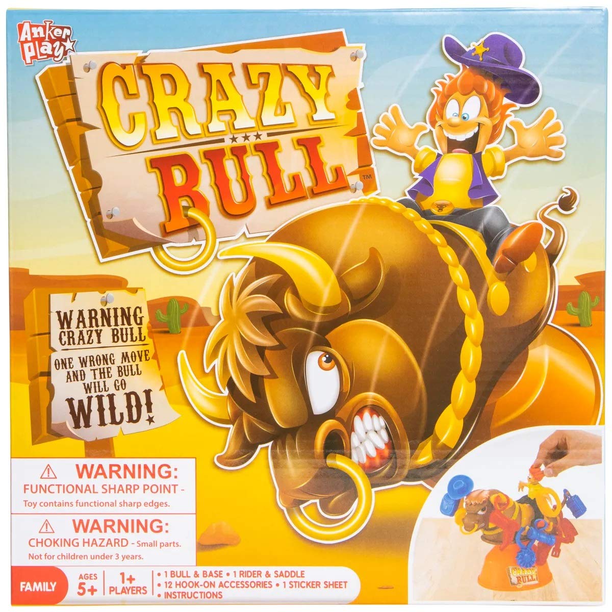 Crazy Bull™ Constructional Family Game " One Wrong Move and the Bull will Go Wild!" , Ages: 5+ - Multicolor