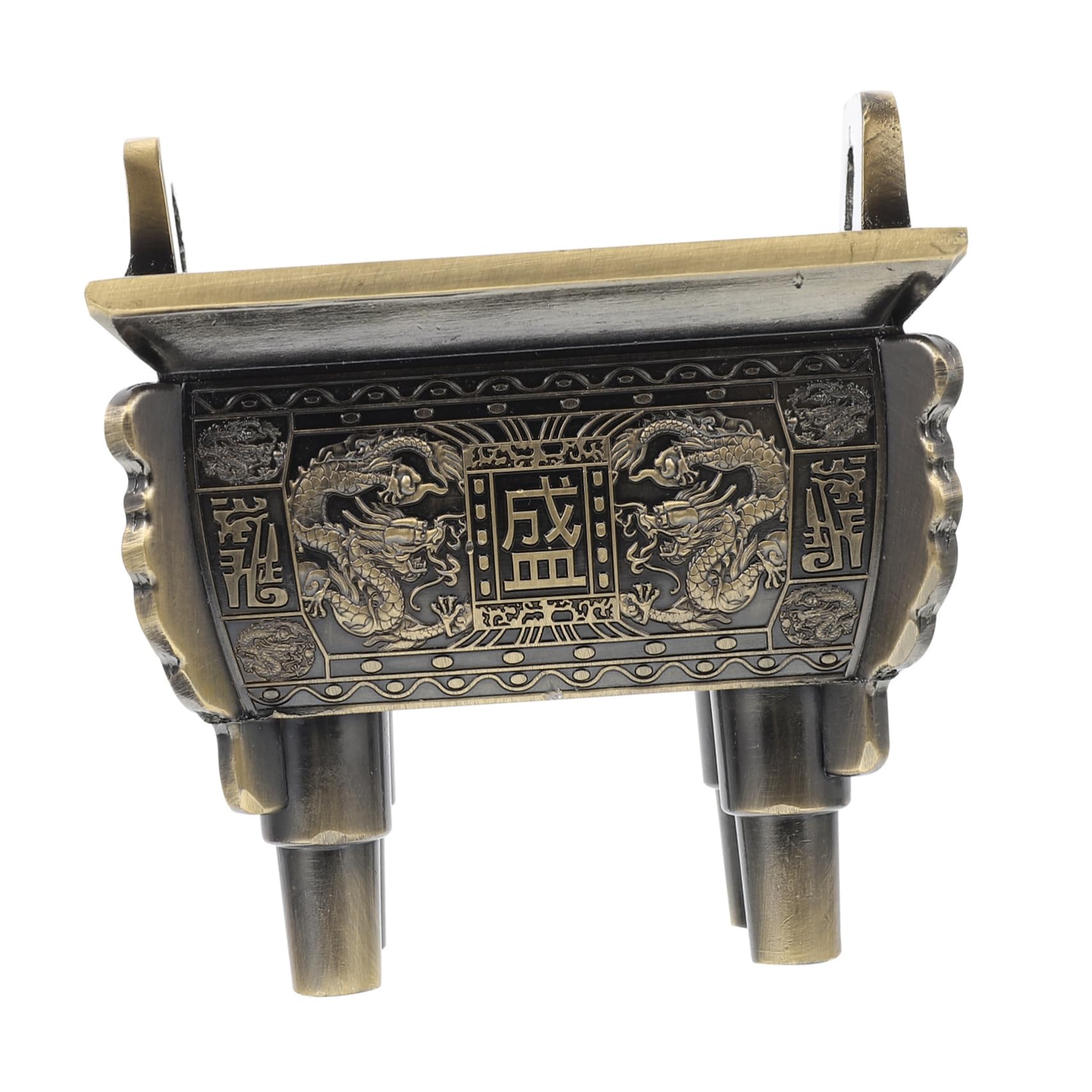 Cabilock Bruciatore per Incenso Quadrato in Lega di Zinco Oro Aspetto Retrò Elegante, Purifica L'aria per Decorazione Casa e Meditazione