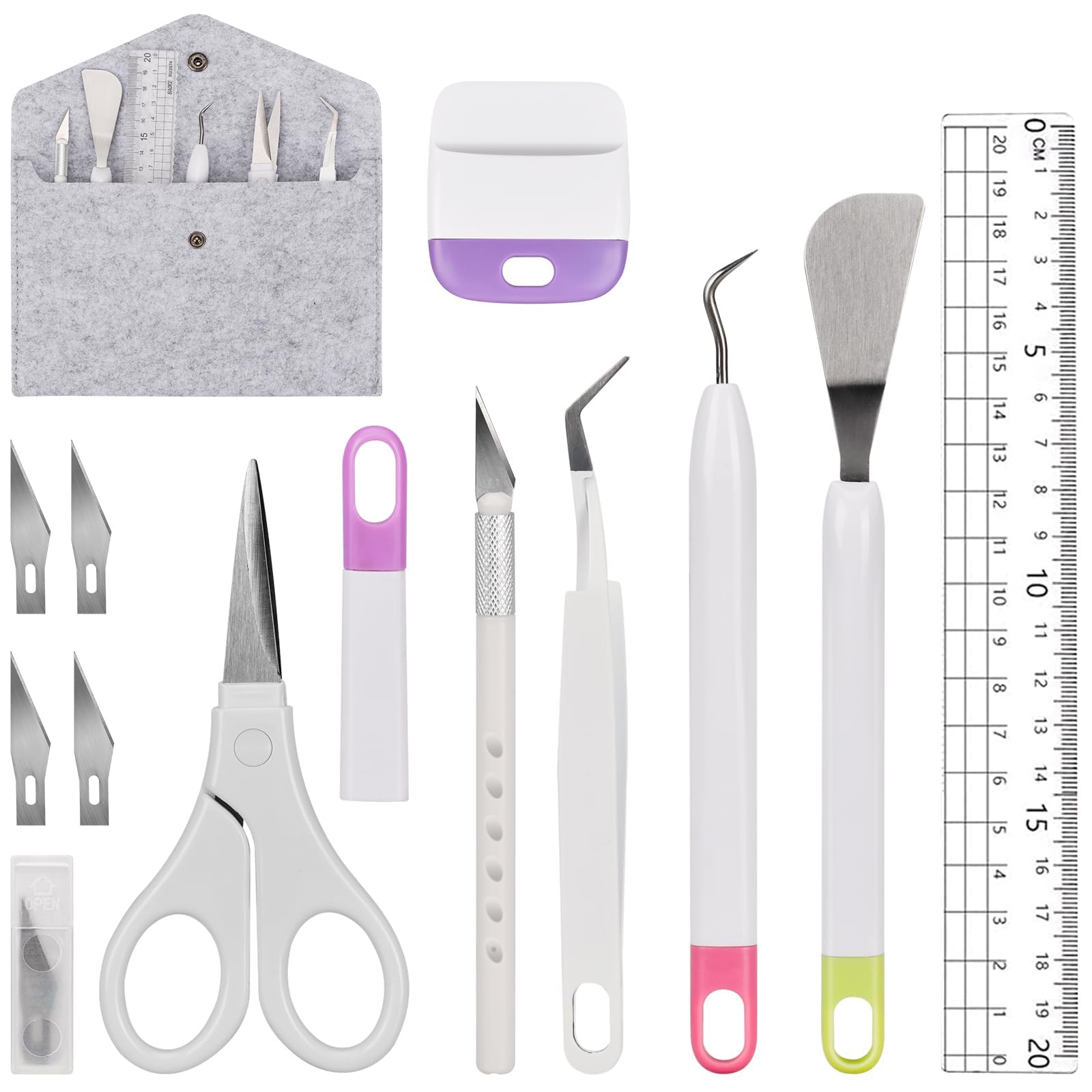 13 Pezzi Accessori per Plotter Strumenti per Diserbo in Vinile Utensili per Scrapbooking Attrezzi Fai da Te Strumenti Set Base per Silhouette Scritte Goffratura Adesivi Etichette