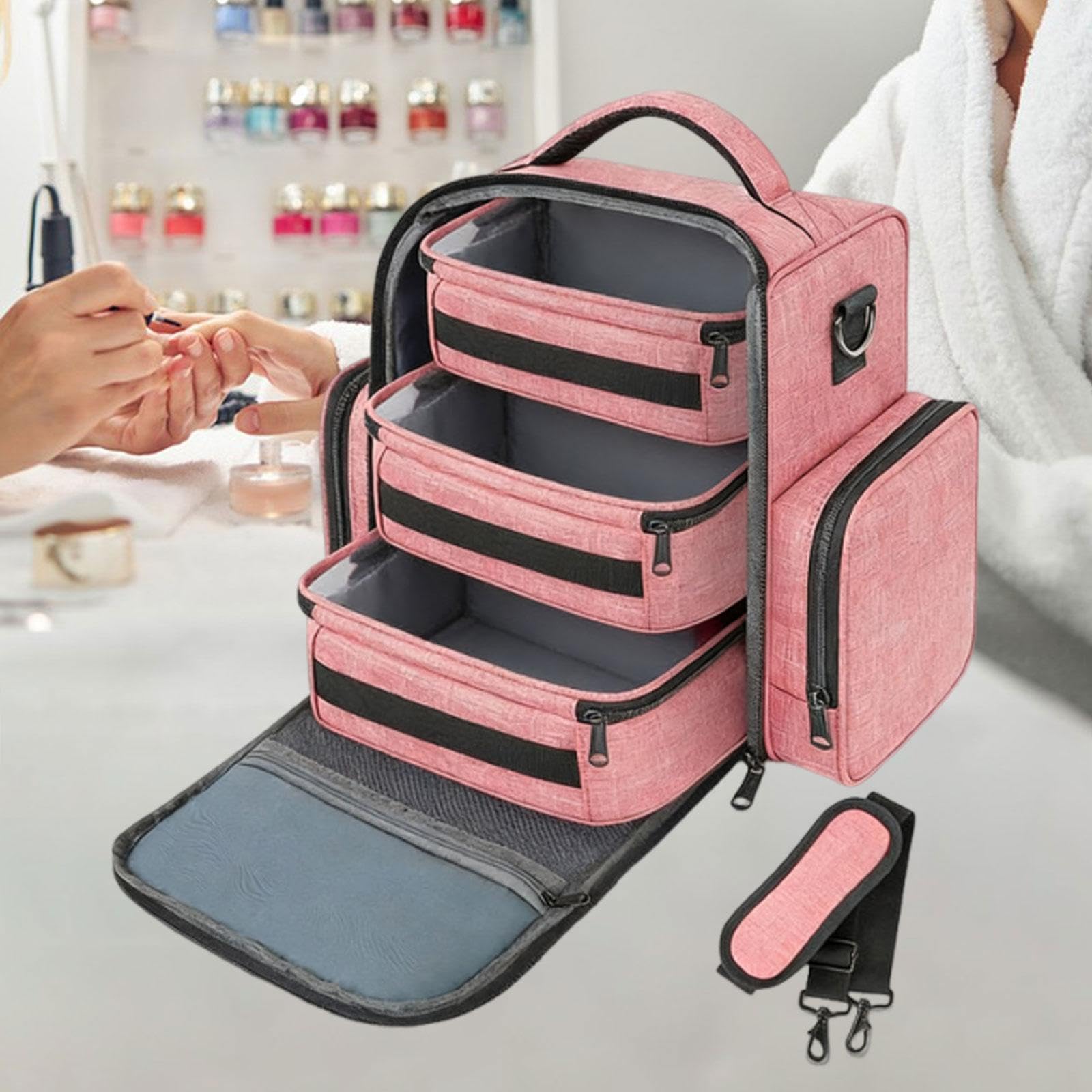 Aufbewahrungstasche für Nagellack, tragbar, Reisetasche/Aufbewahrungsbox für Gel-Nagellack, Rosa