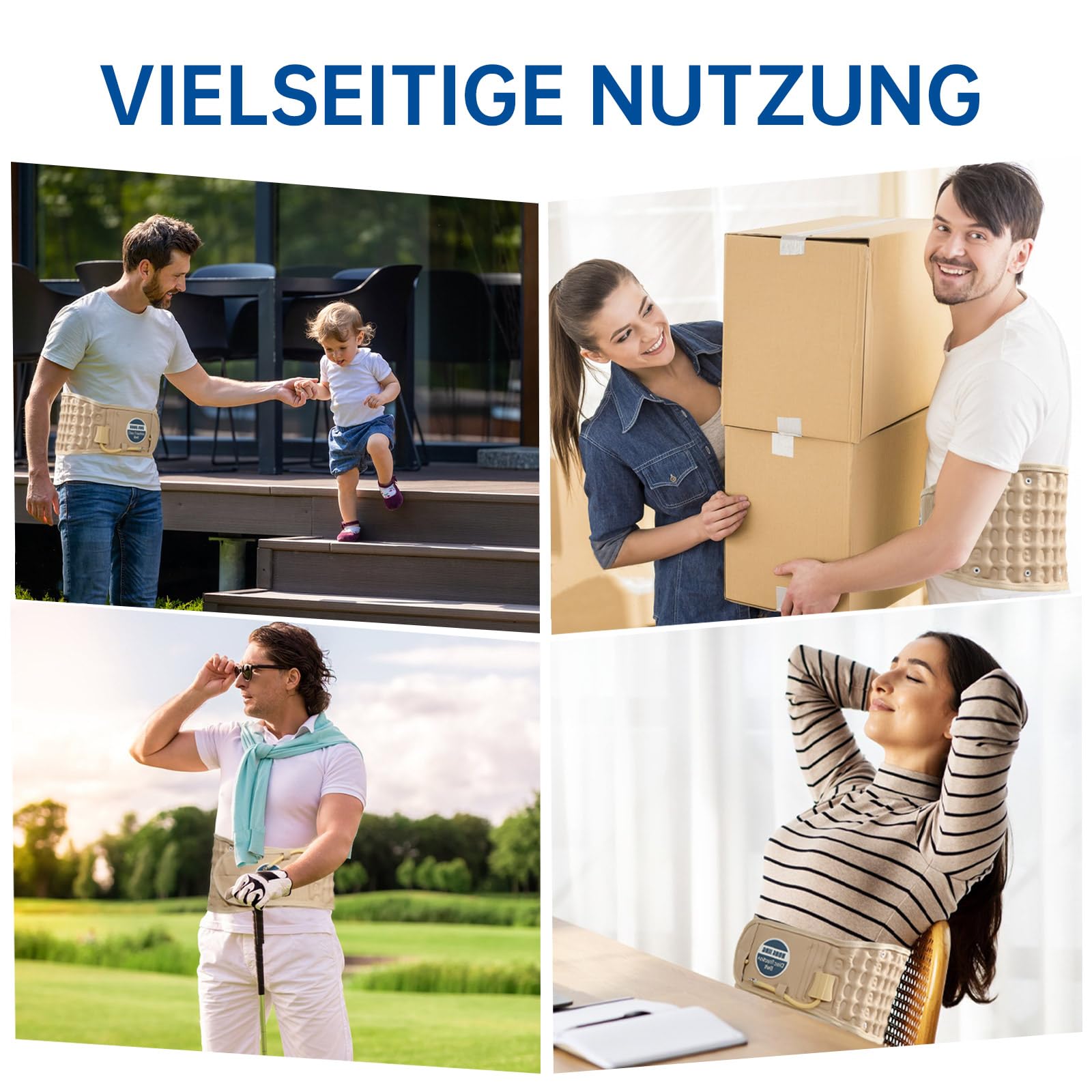 HONGJING Dekompressions Rückengurt zur Linderung von Schmerzen im unteren Rücken, Aufblasbarer Lendenwirbelstützgurt, Einheitsgröße, passend für 29-49 Taille