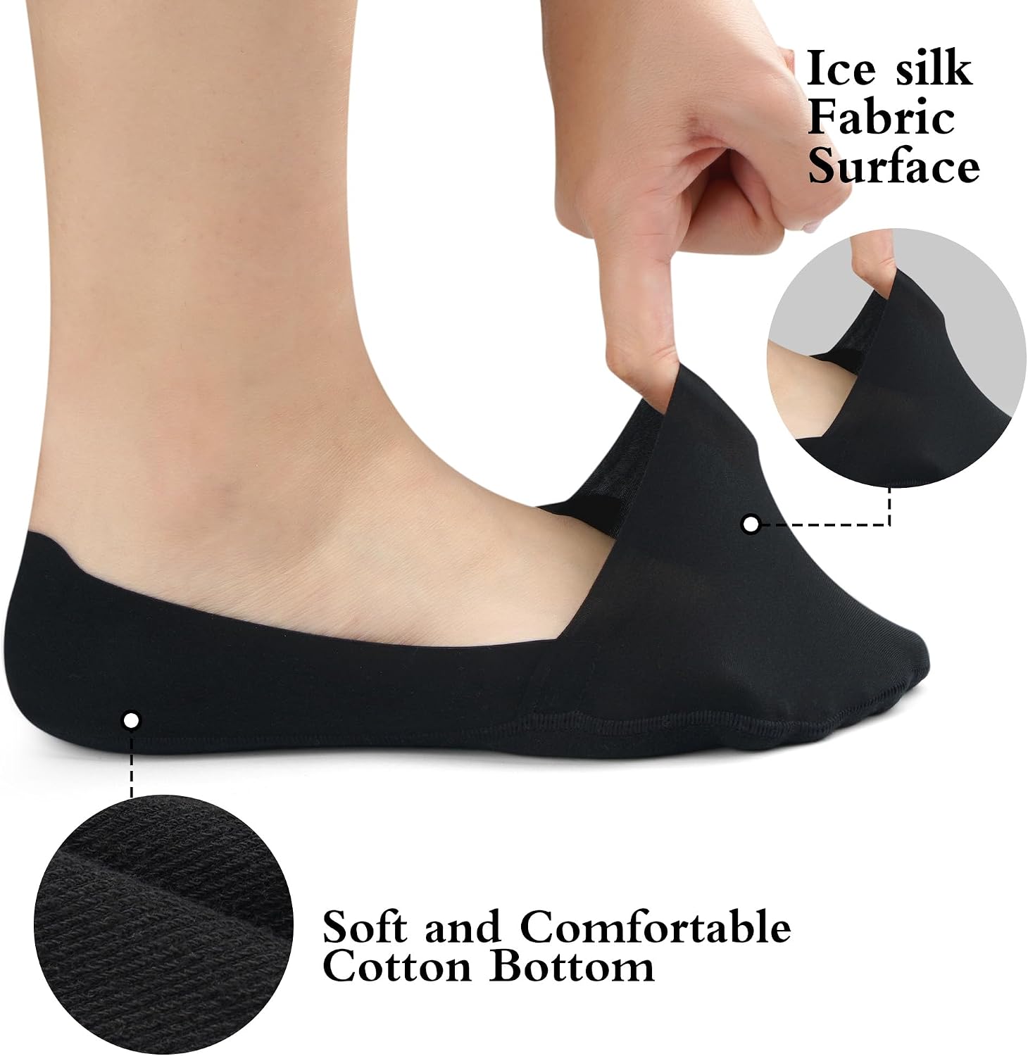 No Show Socks for Women Non-Slip Thin Loafers Footies Socks