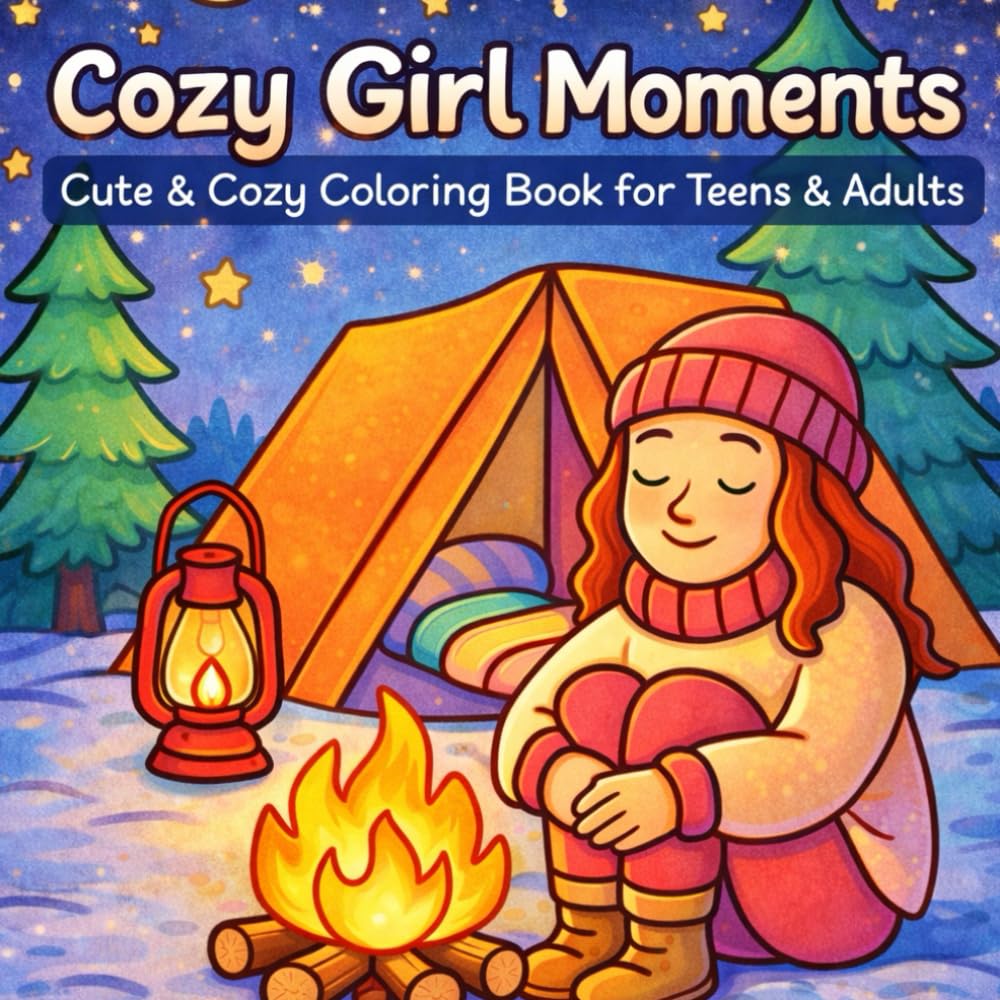 Cozy Girl Moments: Cute & Cozy Coloring Book For Teens & Adults