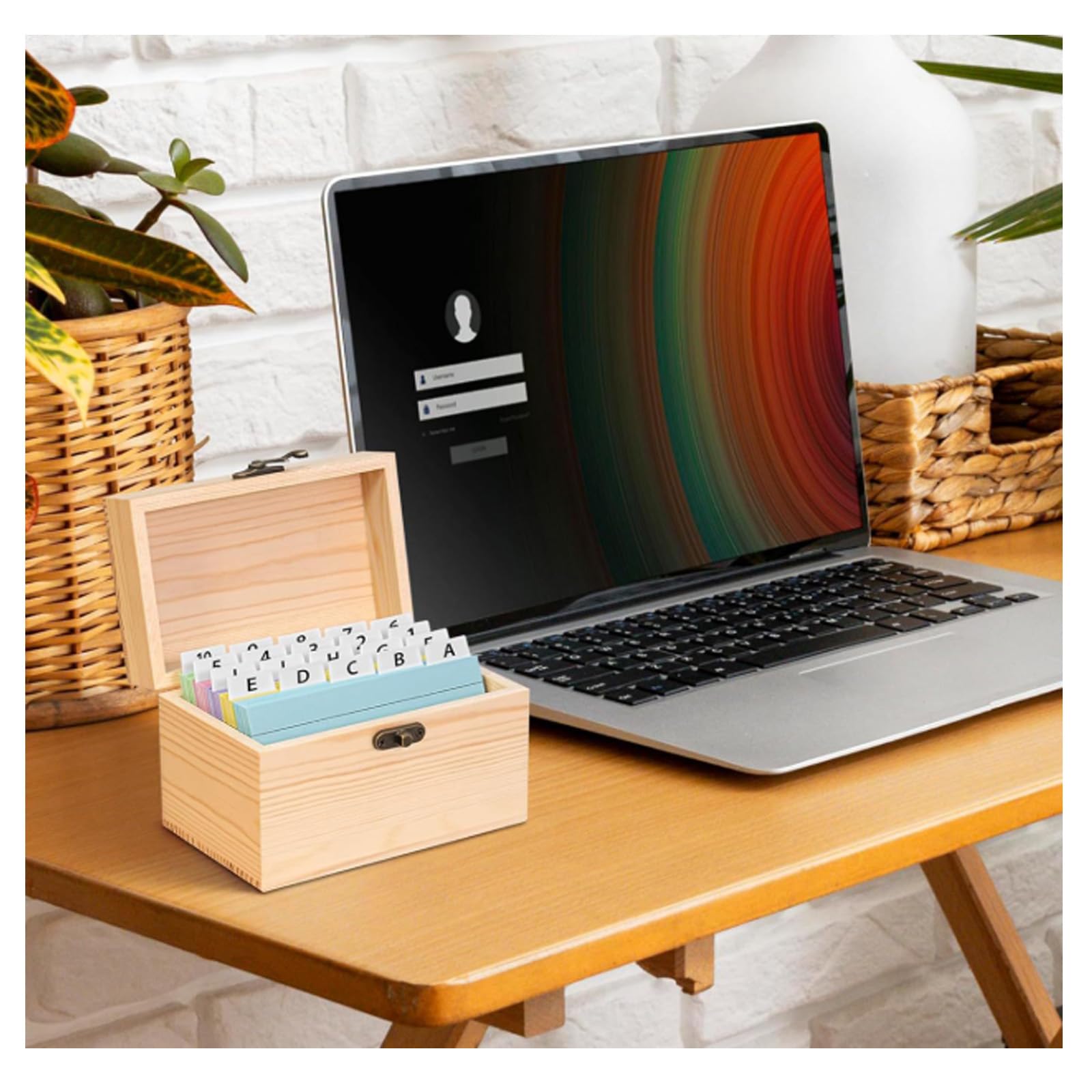 2 cajas de recetas de madera con tarjetas, robustas fichas de madera, soporte para recetas, caja de tarjetas, organizador de tarjetas de notas, estuche para tarjetas de notas, para cocina, boda