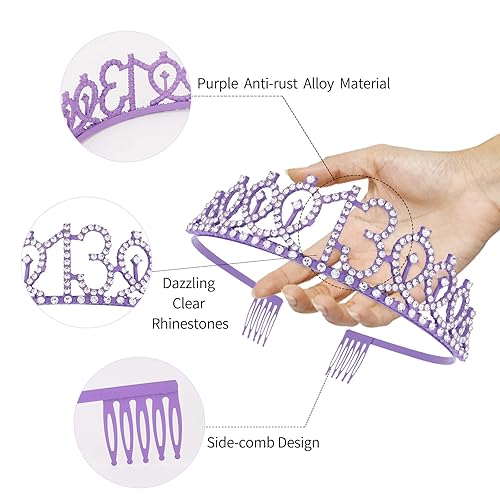 Miniatura 268 de CIEHER Juego de corona de cumpleaños 50 + banda de 50 y fabulosa banda + pin de perlas, tiara, regalos de 50, decoraciones para mujeres amigas